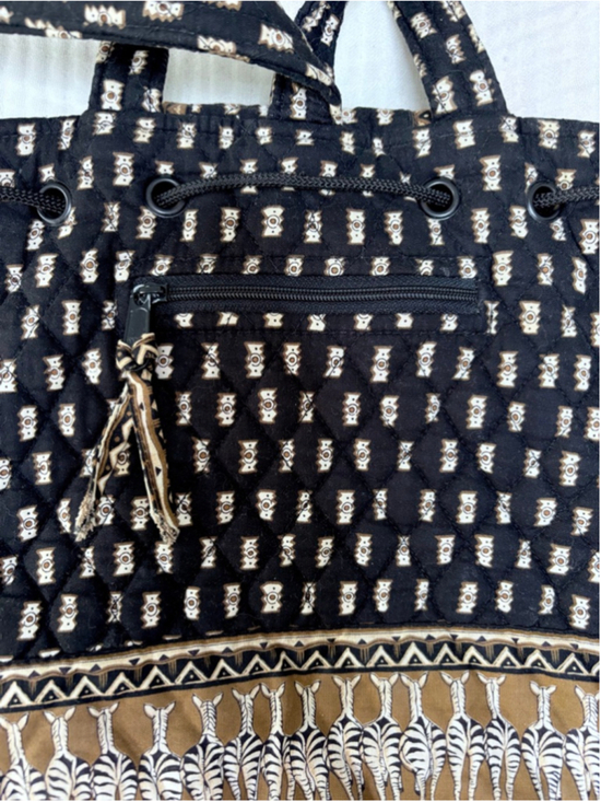 Women\'s Vera Bradley Black & Brown Zebra Print Quilted Backpack One Size